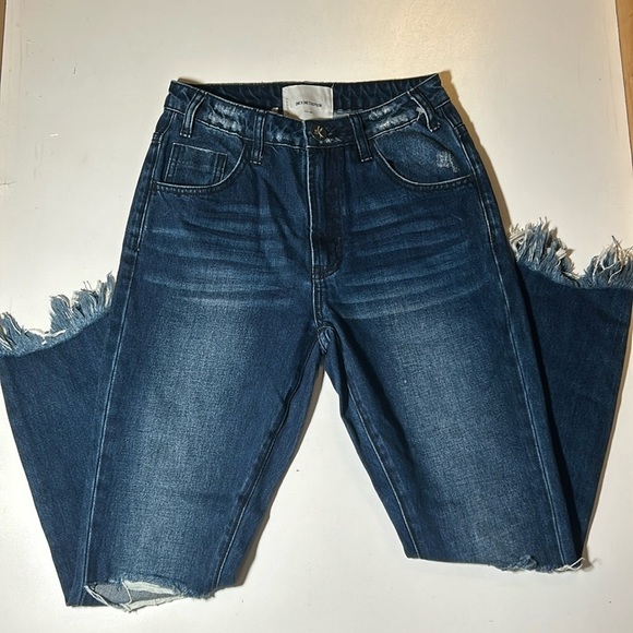 One X One Teaspoon High Waisted Fringe Blue Denim Skinny Jeans Sz 26 F - Picture 1 of 3